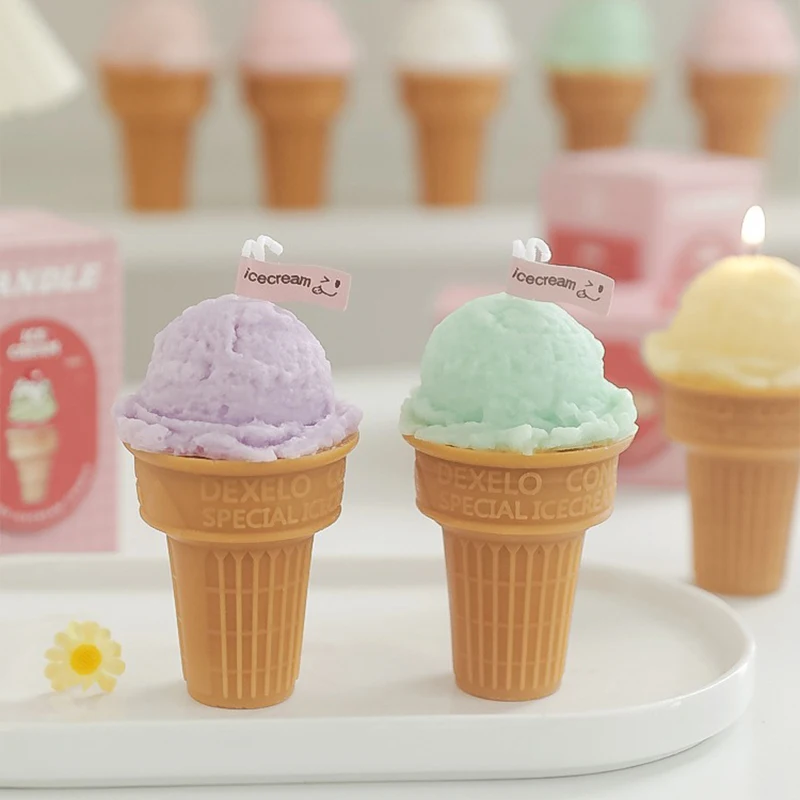 AIKUN New Arrival Refined Paraffin Wax Soy Wax Scented Candles Ice Cream Shape Candles For Summer Gifts