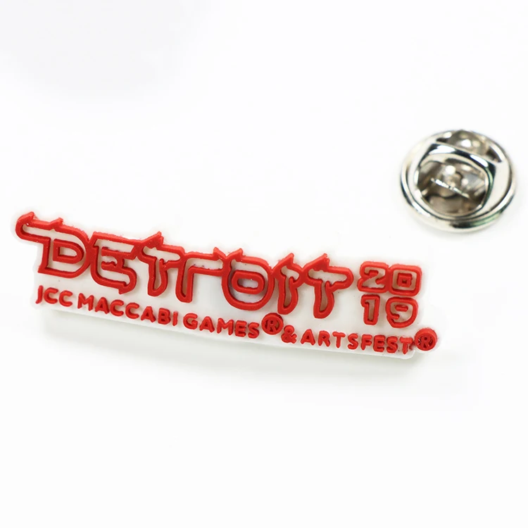 custom logo pvc plastic pin badge with pin