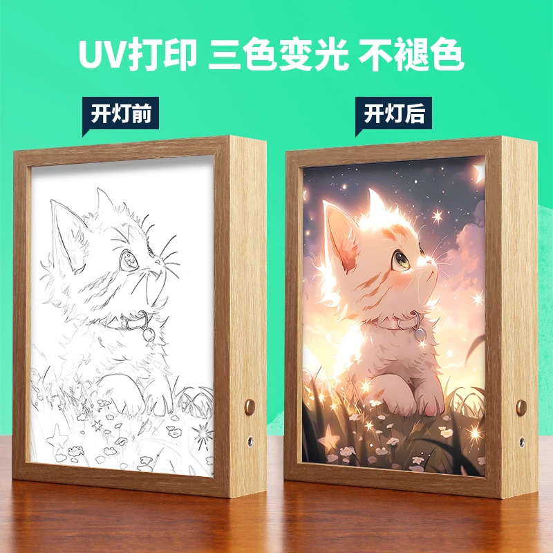 Manga INS Anime Style Art Picture Lamp Desk Lamp Photo Light Christmas Night Light Gift New 3D Illusion Lighting Up Painting