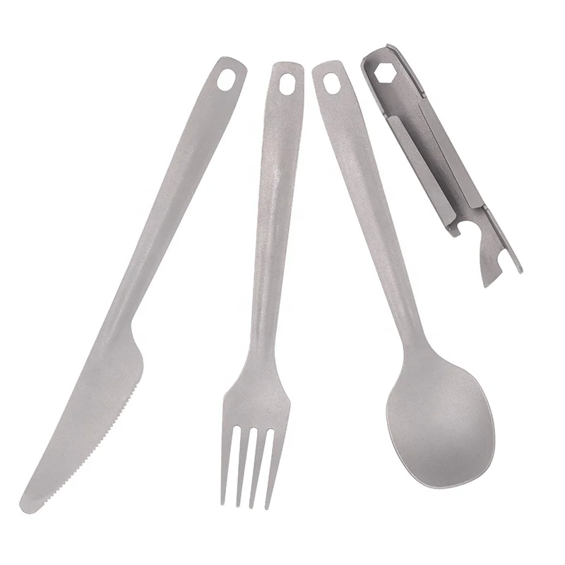 Titanium Tableware Knife Fork Spoon Set Long Handle Camping Cutlery Bushcraft Hiking Tourism Picnic Utensils Tools