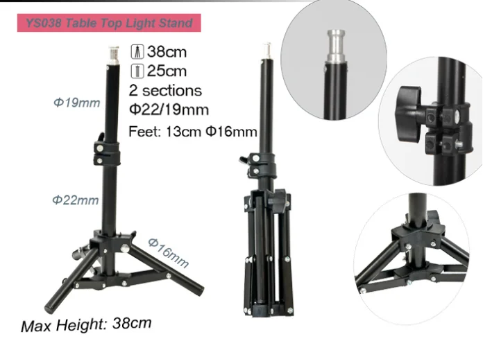 Folded Length 25cm Maximum Height: 38cm Mini Type Flash Table for Photo Studio