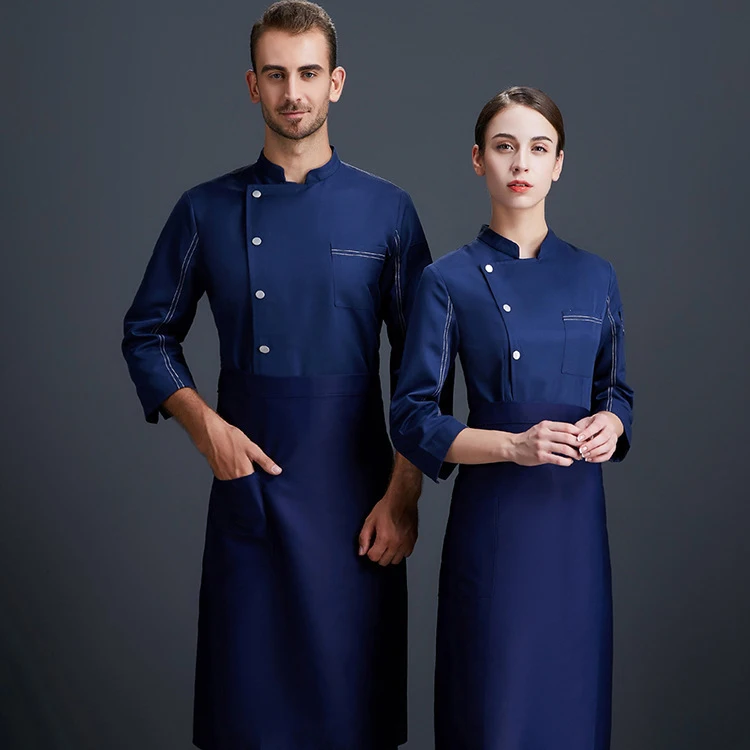  Custom Hotel Chef Uniform With Embroidery Logo Restaurant Kitchen Coat
