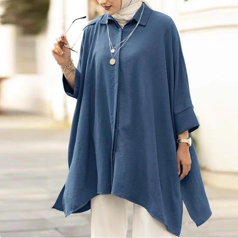 New Long Sleeve Loose Muslim Shirts Casual Plus Size Muslim Shirts For Women