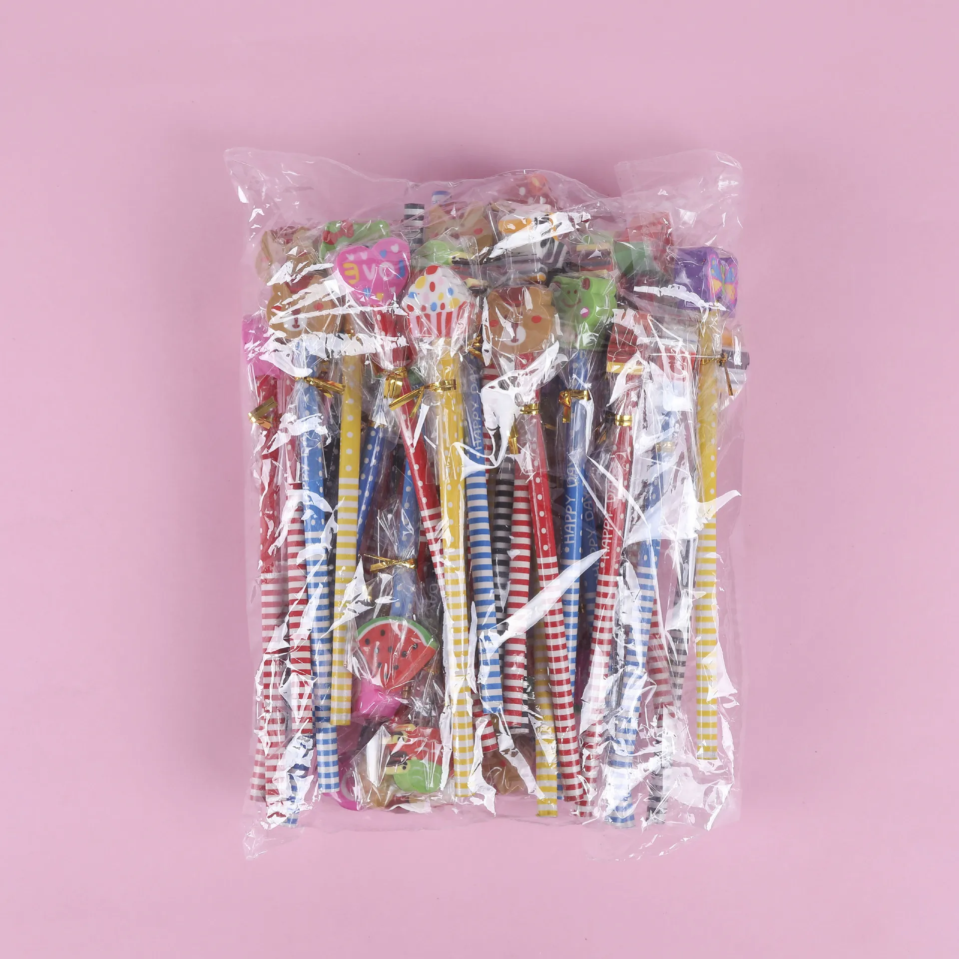 School Suppliers High Quality Stationery Gift Pens Smooth Writing Office Cartoon Pencil With Eraser Topper