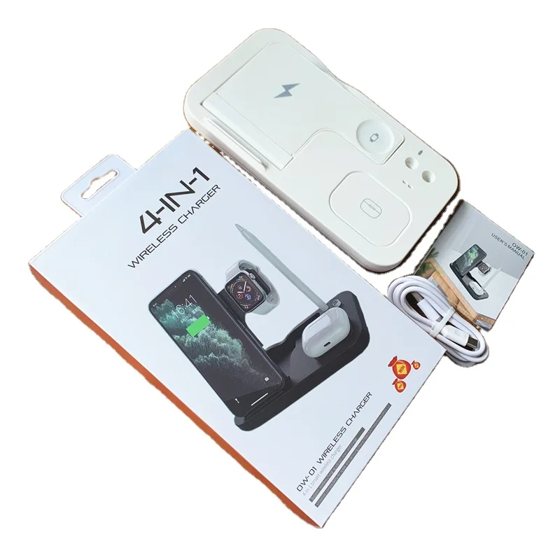 Aikulli 15W Qi Wireless Charger 4 in 1 Fast Charging Stand For iPhone 12 11 Pro XS Apple Watch 5 4 3 AirPods 2 Pro Pencil Charge