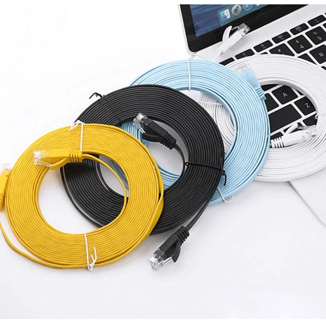 Factory price CAT6 Molded RJ45 Ultra Slim flat Ethernet Patch network LAN cable UTP flat patch cord 1.5m