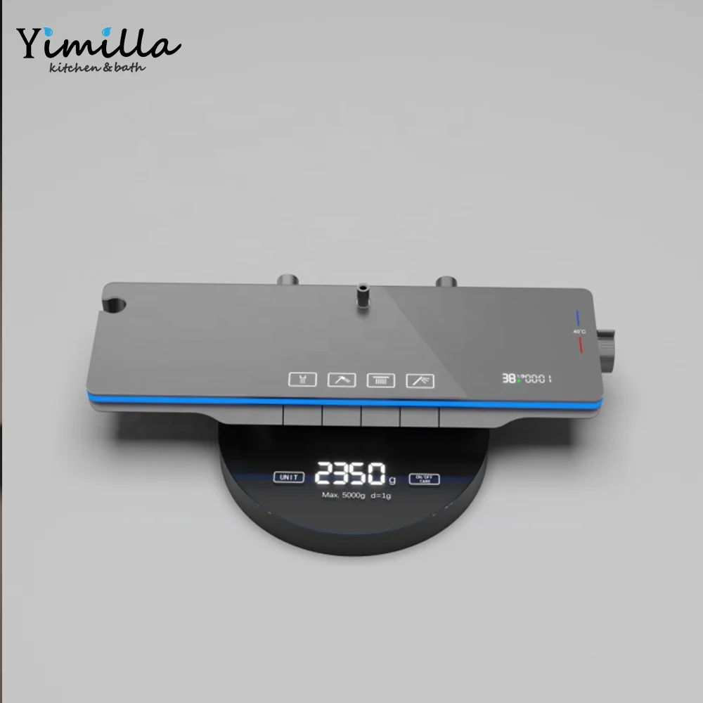 Gun gray hydropower atmosphere lamp shower set waterfall digital LED light Bathroom shower set with filter spray