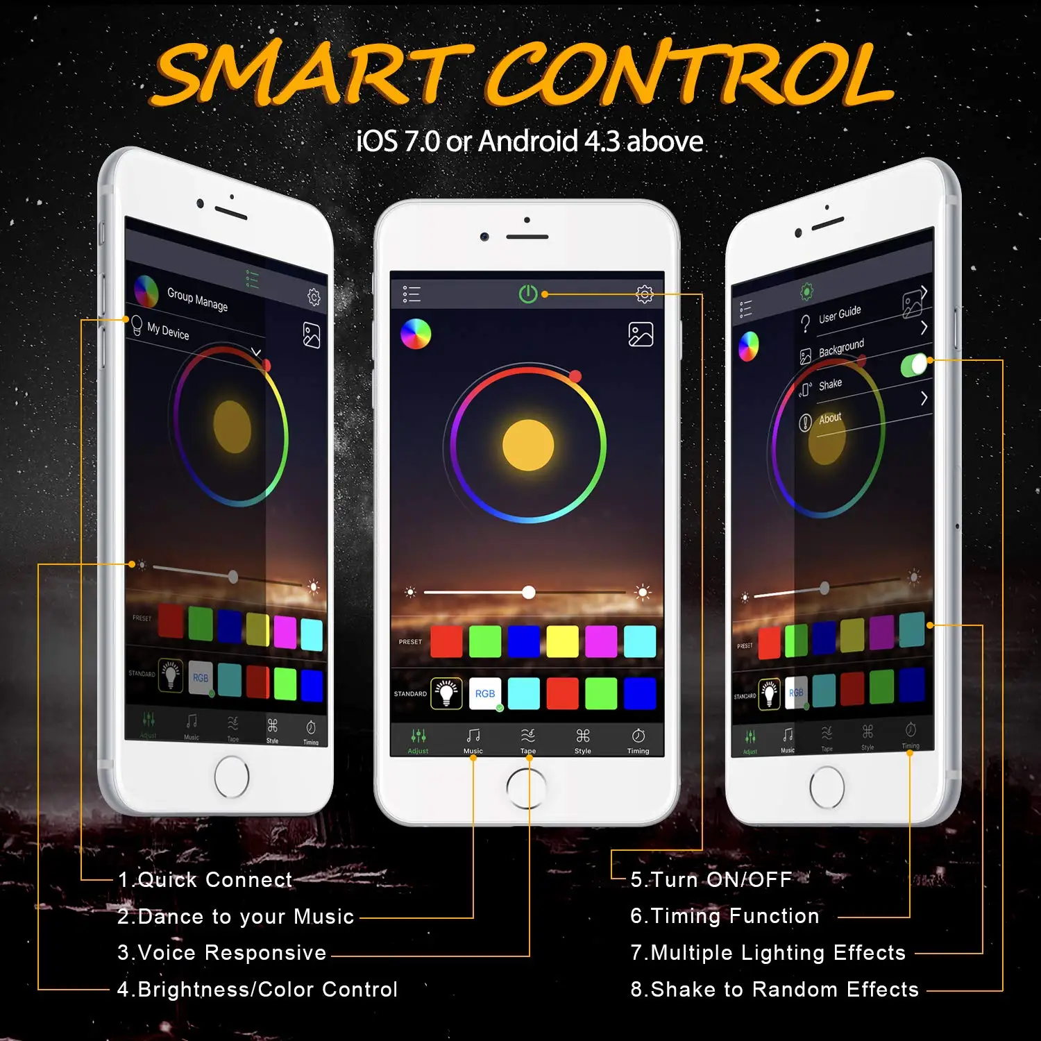 Car Truck 8 Pieces Rock Lights RGBW APP Controller Led RGB Rock Light for Jeep JK RGB Rock Lights