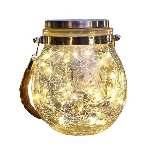 
Energy Saving Rechargeable Solar Powered Lamp Copper Wire String Lighting With Handle Mason Glass Jar Light 