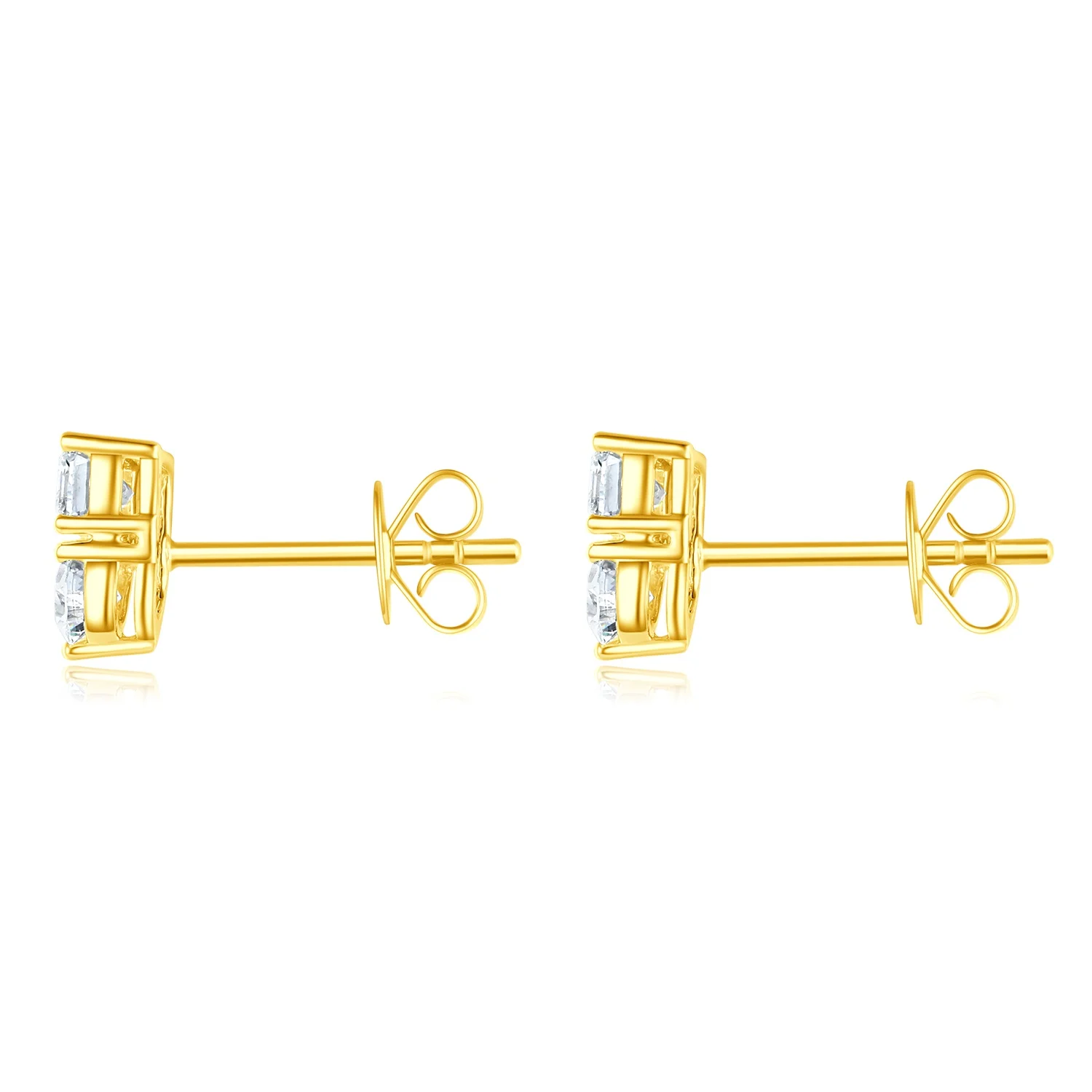 Hot Top Selling 18K White Gold Yellow Gold Plated Lab Diamond Stud Earrings CVD HPHT Pear & Emerald Cut Stud Earrings