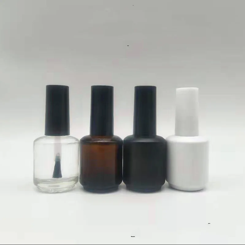 Frosted Matte Transparent Glass Black Nail Polish Packing Empty uv gel Nail Polish Bottle With Brush