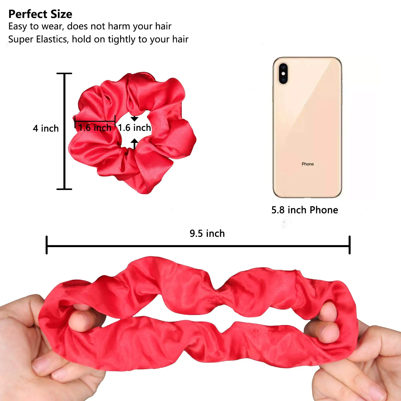 YSD Hair Scrunchies, Satin Silk Scrunchies Silky Curly Hair Accessories for Women, Scrunchy Hair Band
