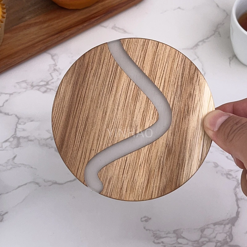 Hot Selling Handmade Decorative Wood Resin Coasters for Drink Tea Coffee Acacia Wood and Epoxy Resin Coasters
