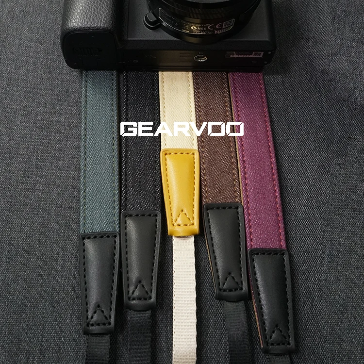 High quality Hot selling denim camera neck strap with leather back for all kinds of cameras
