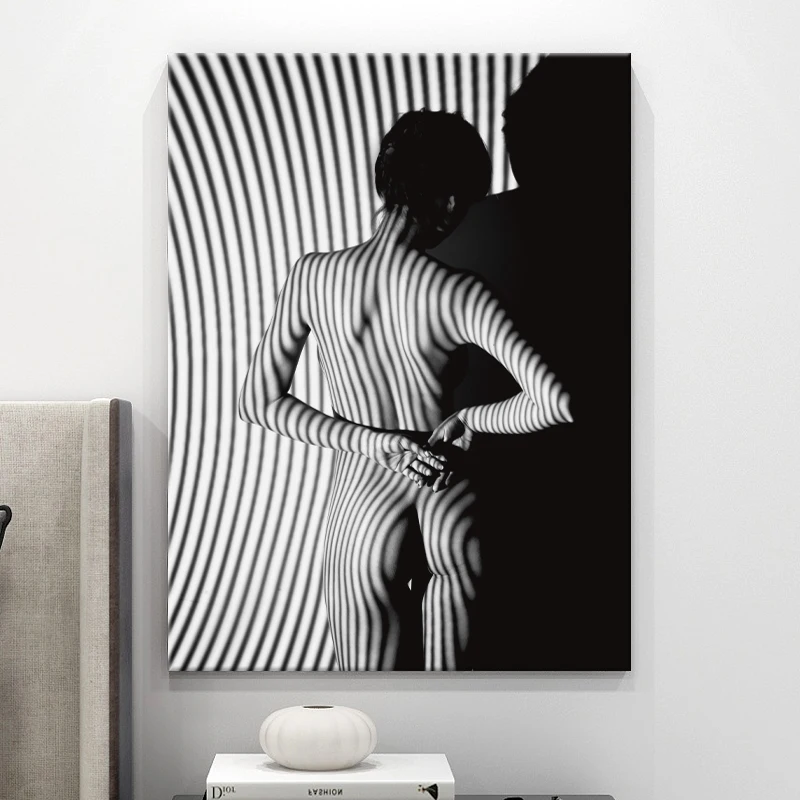 modern black and white sexy nude body painting girl woman photo wall art