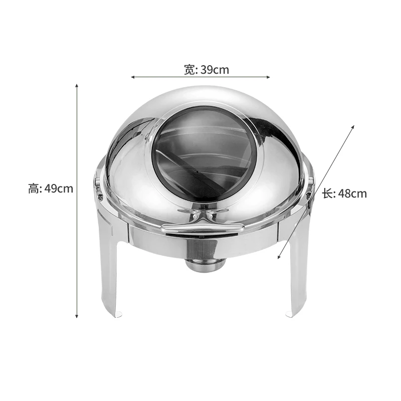 Catering Equipment Buffet Food Warmers Round Window Show Glass Chaffing Dish