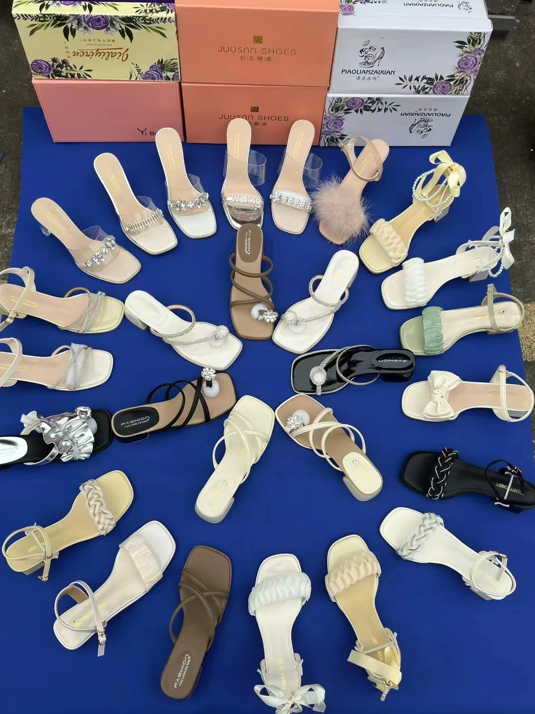 Wholesale New Design Outdoor Summer High and Low Heels Sandals Slipper for Women Ladies