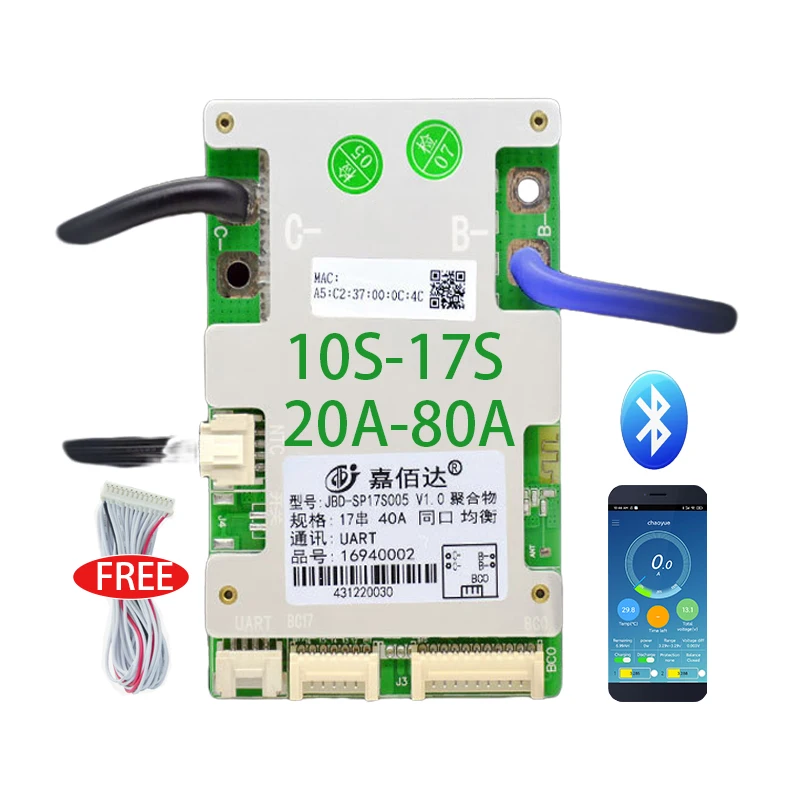BMS JBD Smart Li ion 48 V 20A 13S/16S Lifepo 4 10S 36V 60A/80A сбалансированный для 18650 аккумуляторного