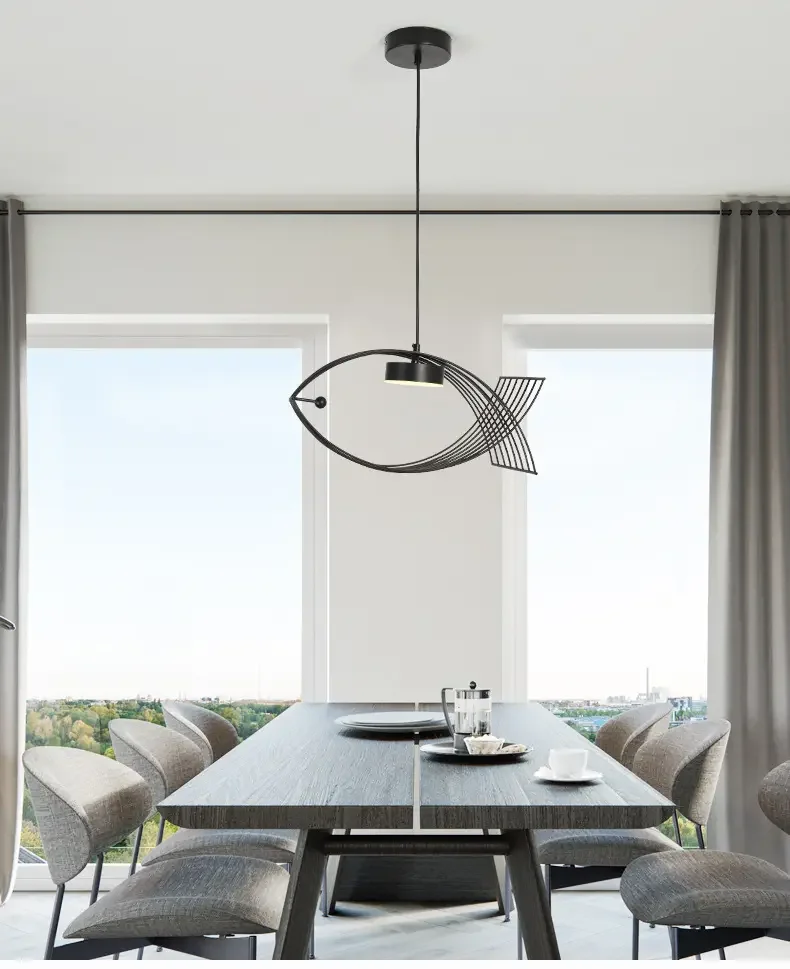 2024 Popular Hot Fish Design Aluminum Chandelier Antique Factory Wholesale Hanging Lamp Modern Restaurant Lamp