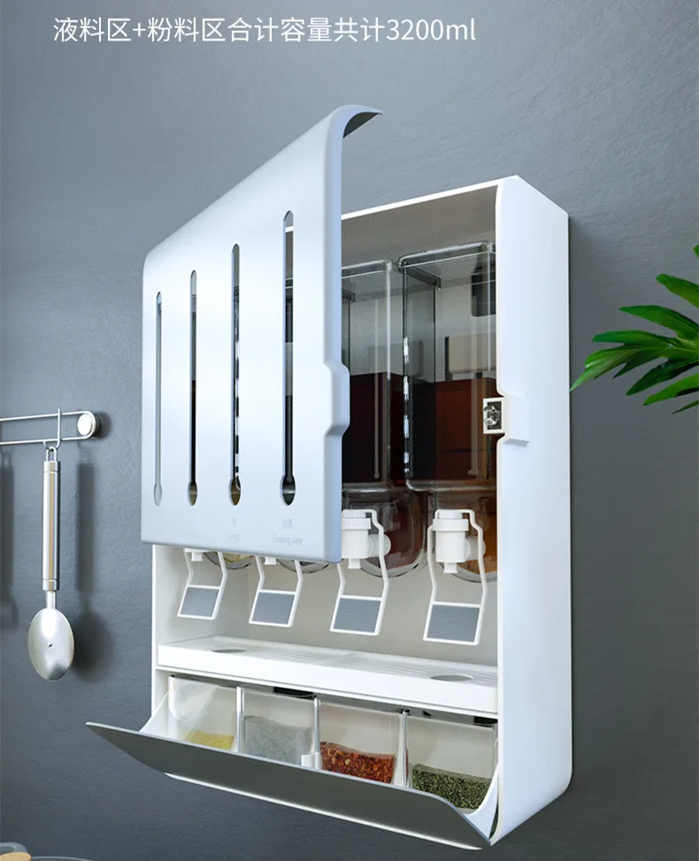 Customized Oil and Vinegar Storage Dispenser Wall Mount Spice Rack Organizer