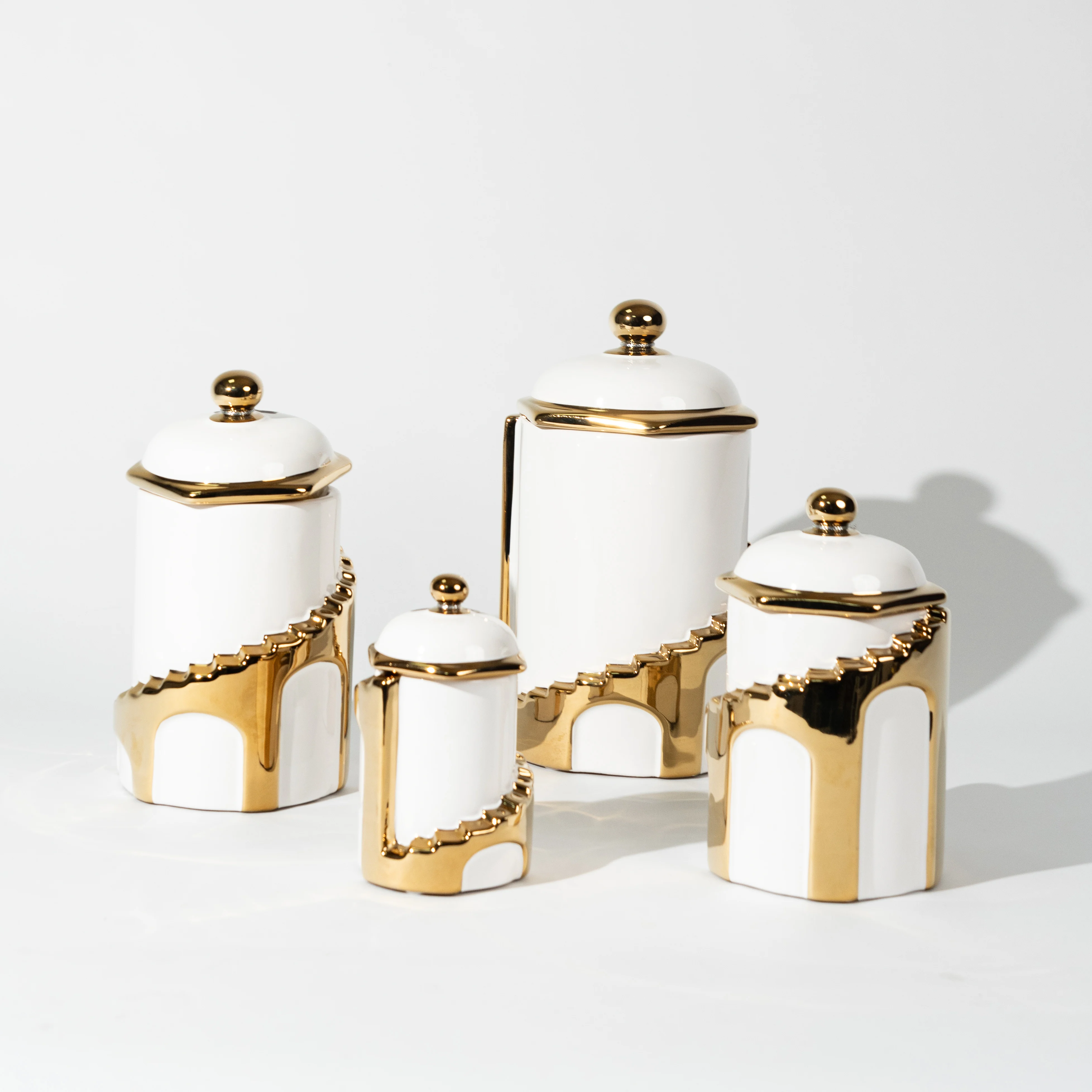 Luxury White Ceramic Kitchen Canister Storage Jars Set Decals Coffee Food Container storage jar