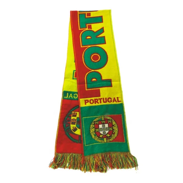 Customized Football Fans Woven Scarf Cheap Football Scarf Portugal woven scarf