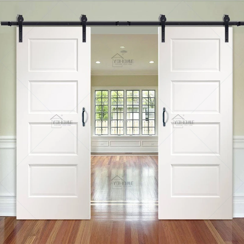 Yohome custom Shandong barn door interior glass sliding barn door double track double barn door