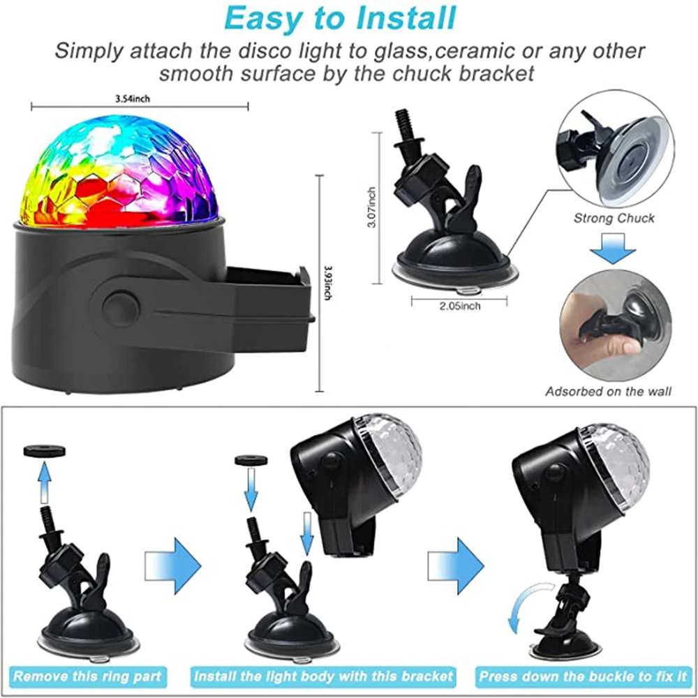 USB Crystal Magic ball light voice control rotary  car stage light KTV bar atmosphere light