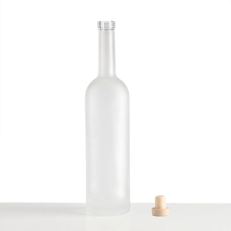 Large size sharing For Liquor Packaging Vodka Whiskey Tequila 750ml 1000ml Round Classic Frosted Glass Liquor Bottles With Cork
