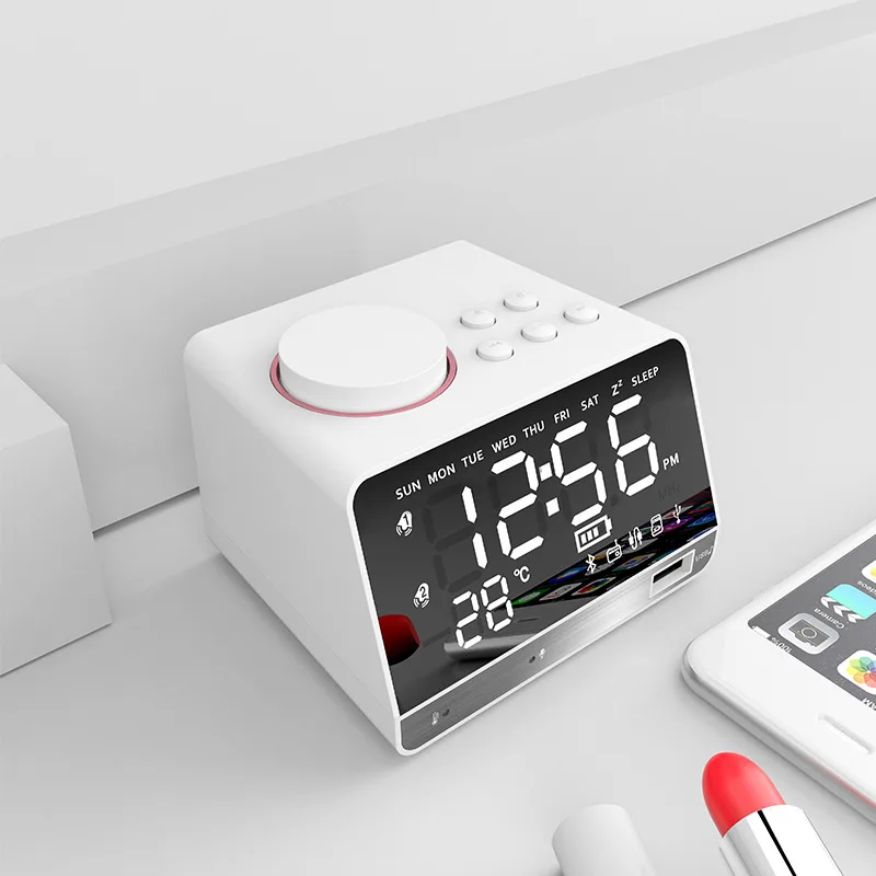 Perfect sound speaker multi function card desktop computer audio radio Mirror  Alarm Clock