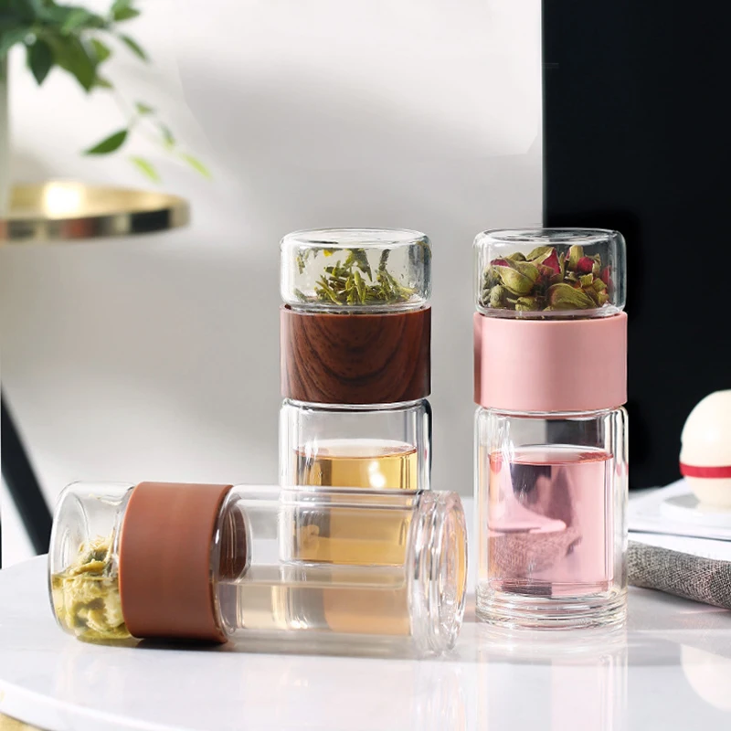 Glass Tea Infuser - 7oz Travel Mug with Strainer, Tea Tumbler Bottle for Loose Leaf Tea, Fruit and Cold Brew Coffee