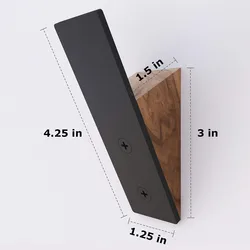 Wall Coat Hook Rack Black Walnut Wood Metal Hooks for Hanging Coats Wall Mounted Wooden Hats Hangers