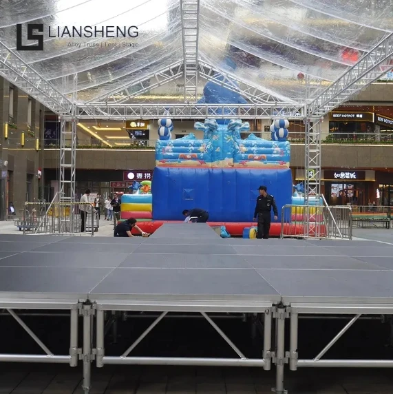 Outdoor Aluminum Truss System For Hanging Speakers With telescopic portable stage platform