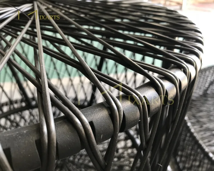 
New Design Aluminum Black Round Plastic Wicker Rattan Dressing Table 