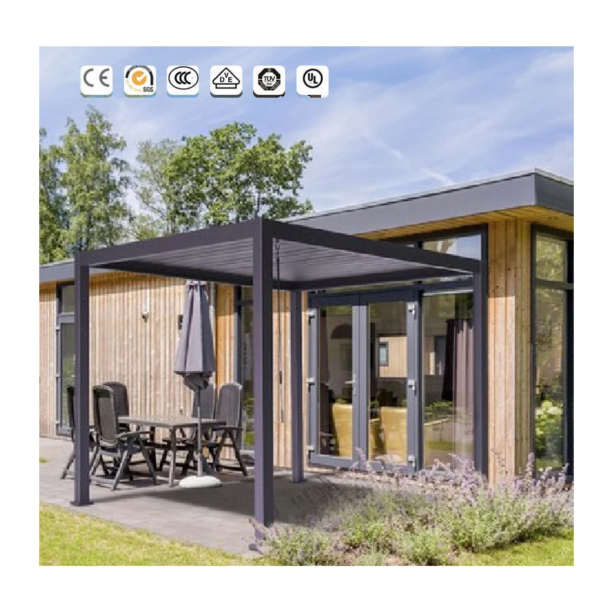 Modern House Design Sun Shade Louvers Roof Waterproof Electrical Pergola Aluminum Outdoor