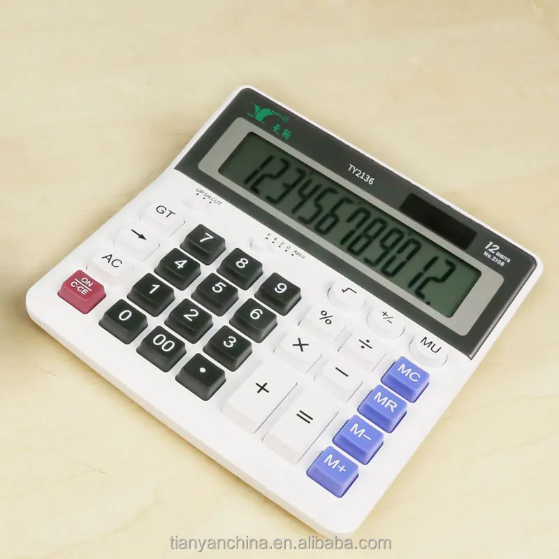 Dual Power Desktop Calculator Computer Buttons Office Calculator 12 Digits