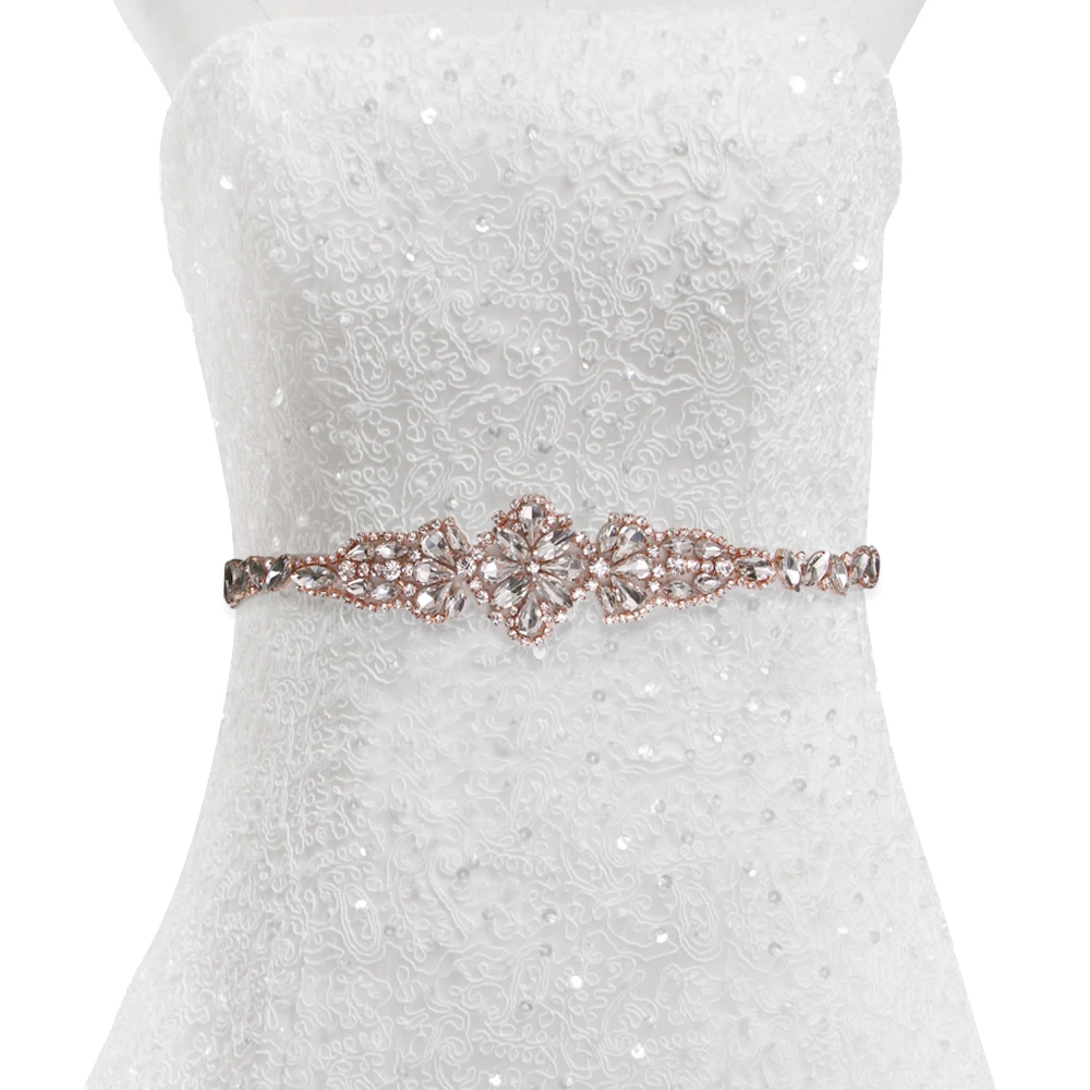 wholesale bling rhinestone trim Accessories Sew on Hot-fix bodice applique white wedding dress Crystal belt