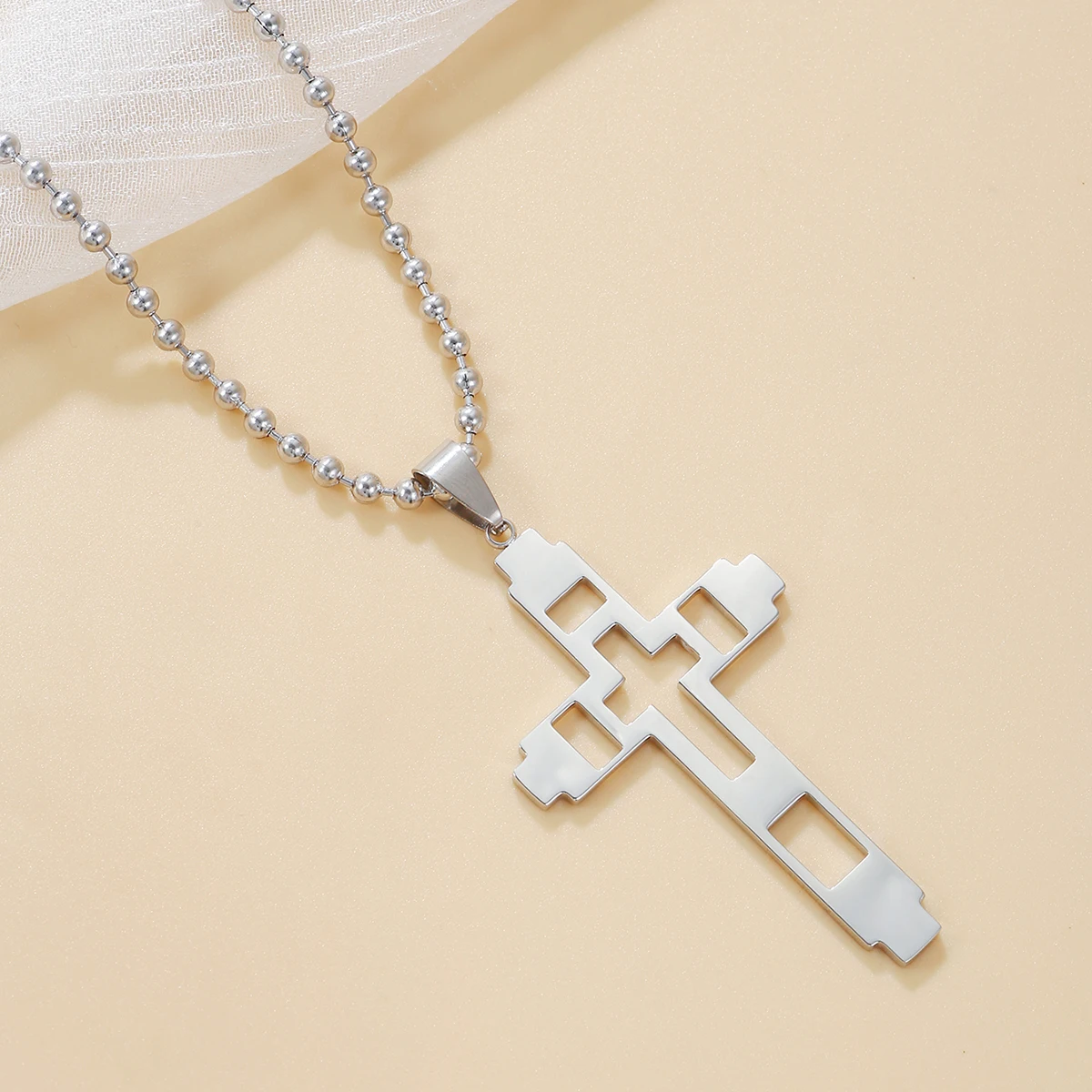 Luxurious 316L Stainless Steel Cross Pendant Necklace Gold-Plated Crystal Vintage Set Religious Men Wedding Gift Air Included