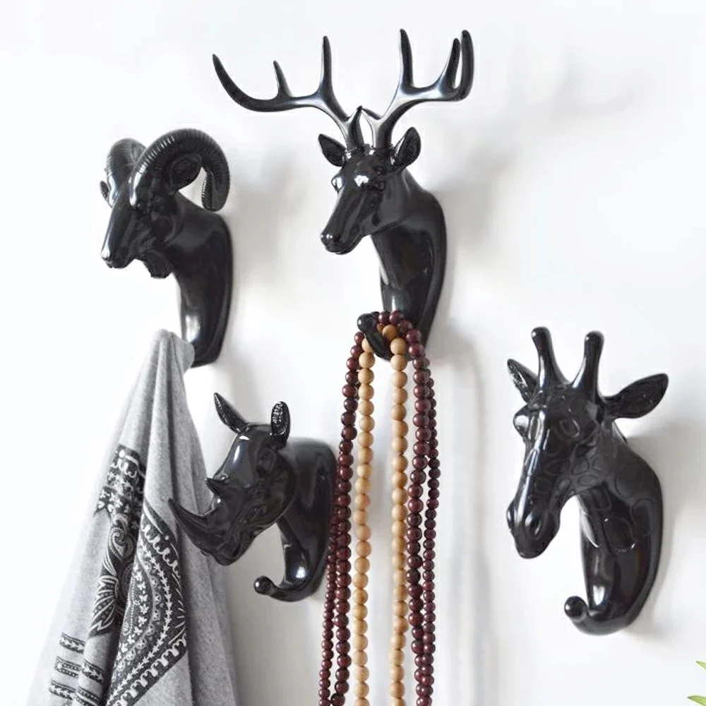 Wall Hanging Hook Deer Antlers Wall Coat Rack For Clothes Self Adhesive Display Racks Key Hanger Wall  Horns Hangers J0315-1