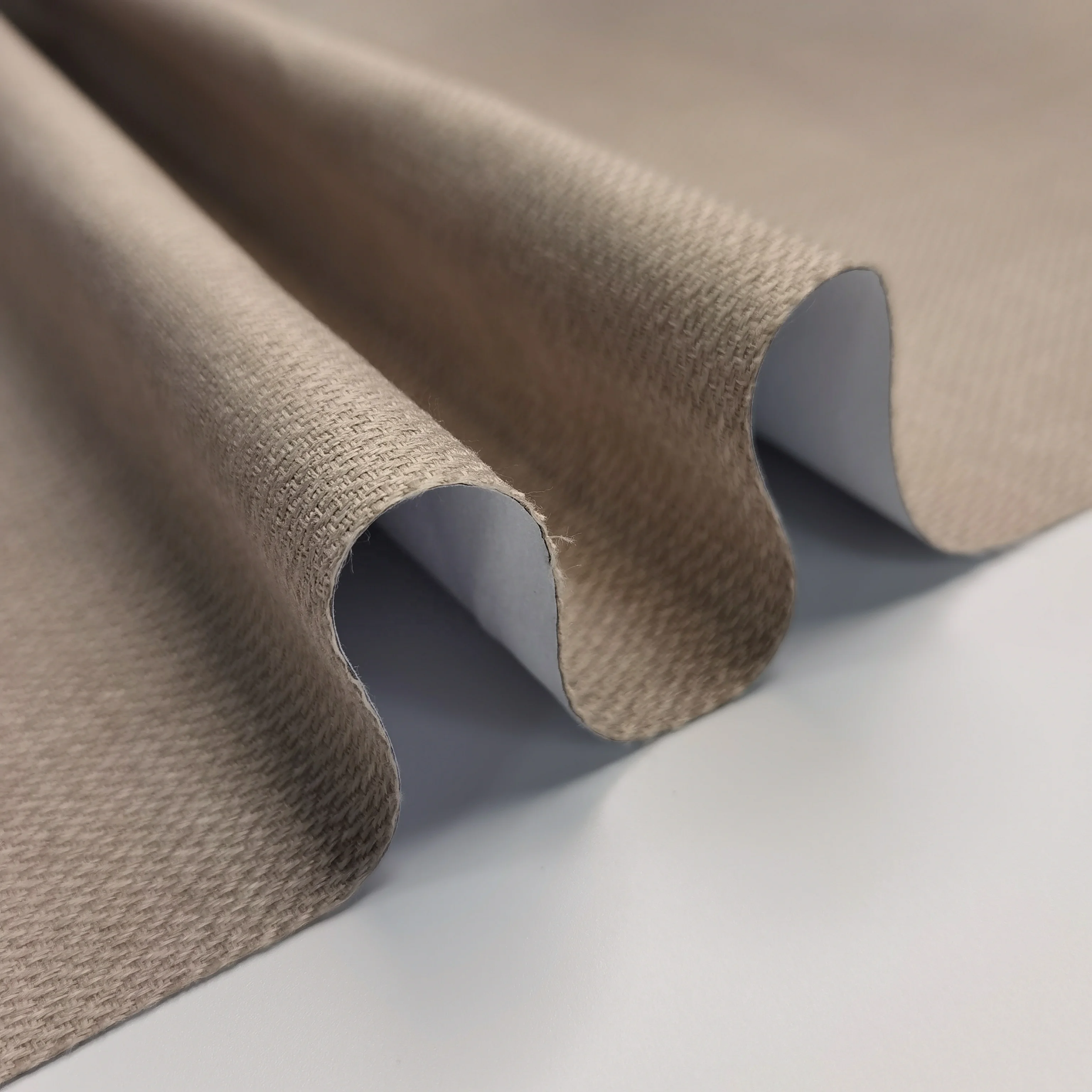 Wholesale Decorative Living Room 100% Polyester Woven Linen Look blackout curtain fabric