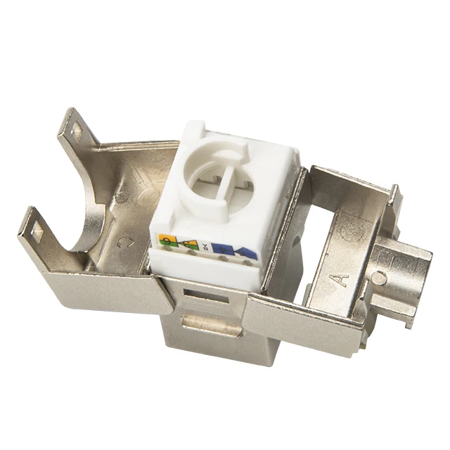 High Quality Network  Cat5e cat 6 cat6a cat7 Shielded Modular jack tooless FTP 180 degree rj45 keystone jack cat6