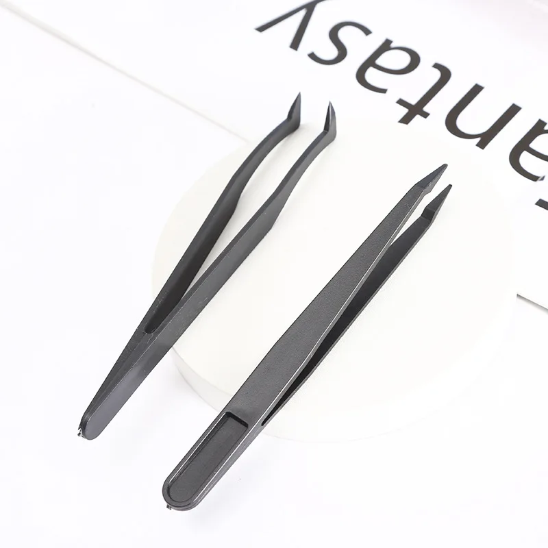 ABS Plastic Material Eyelash Extension Straight Tweezer Curved Head Diy Hand Make Tweezers Tool Cheap