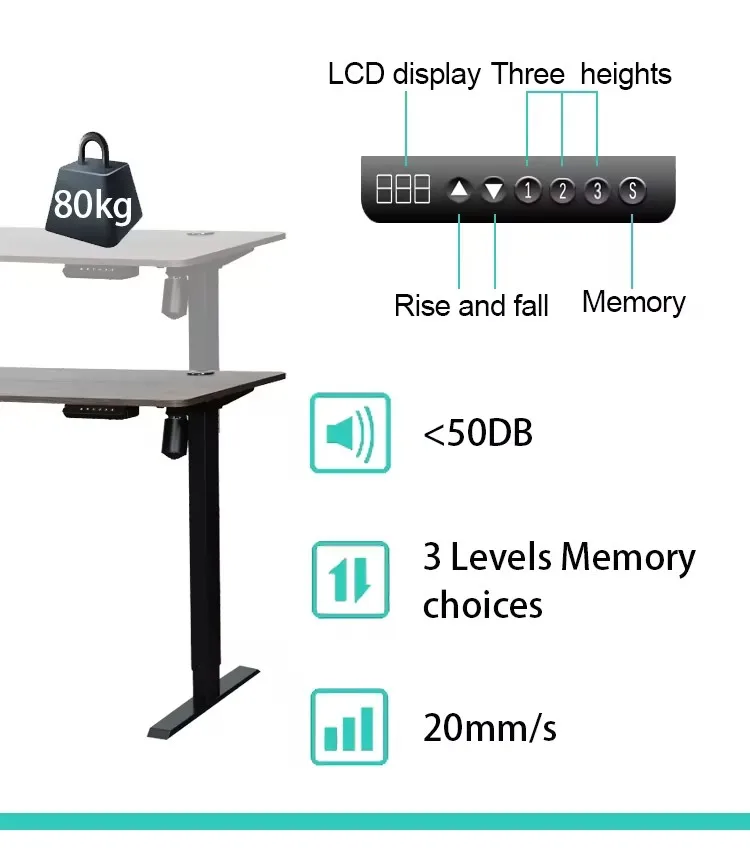 2023 new style adjustable desk electric control height standing desk office PC table for school hospital