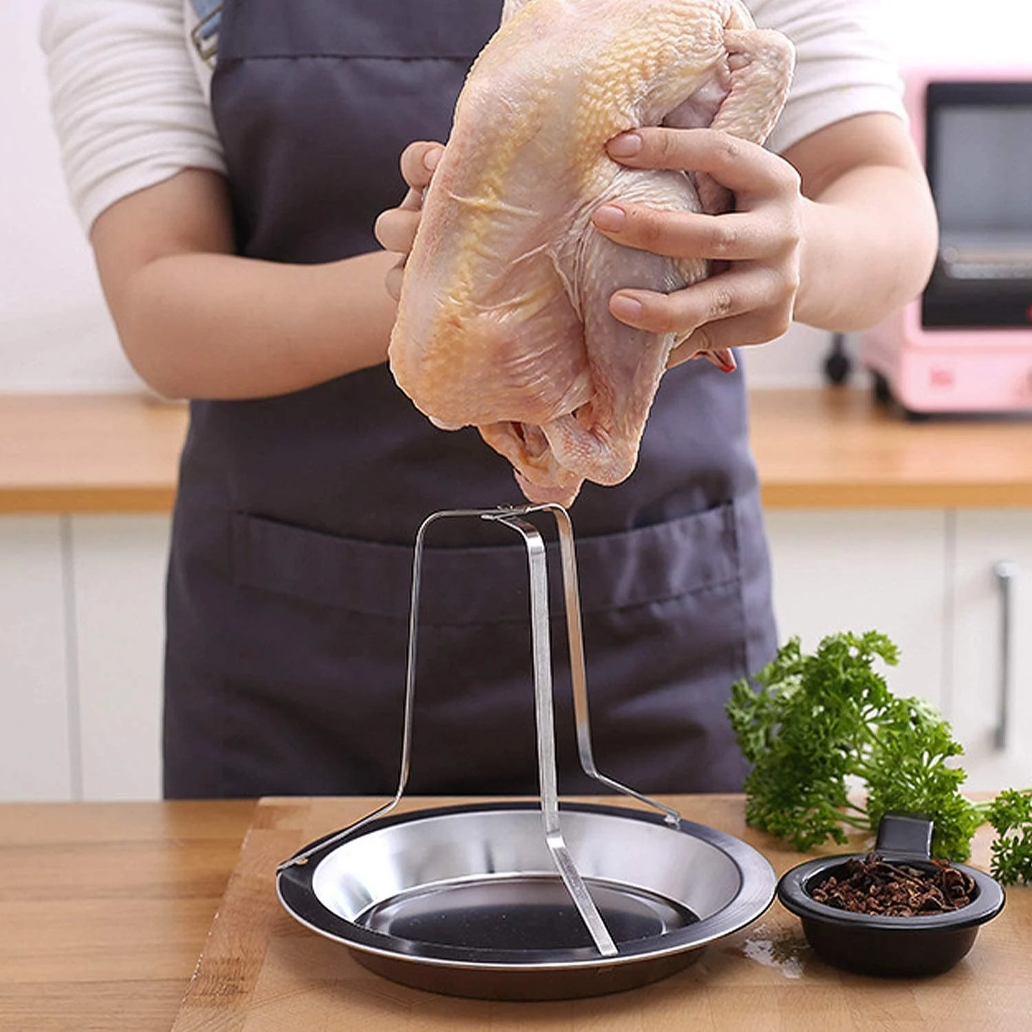 Camping Chicken Grilling Stand BBQ Chicken Grill Chicken Roaster Rack