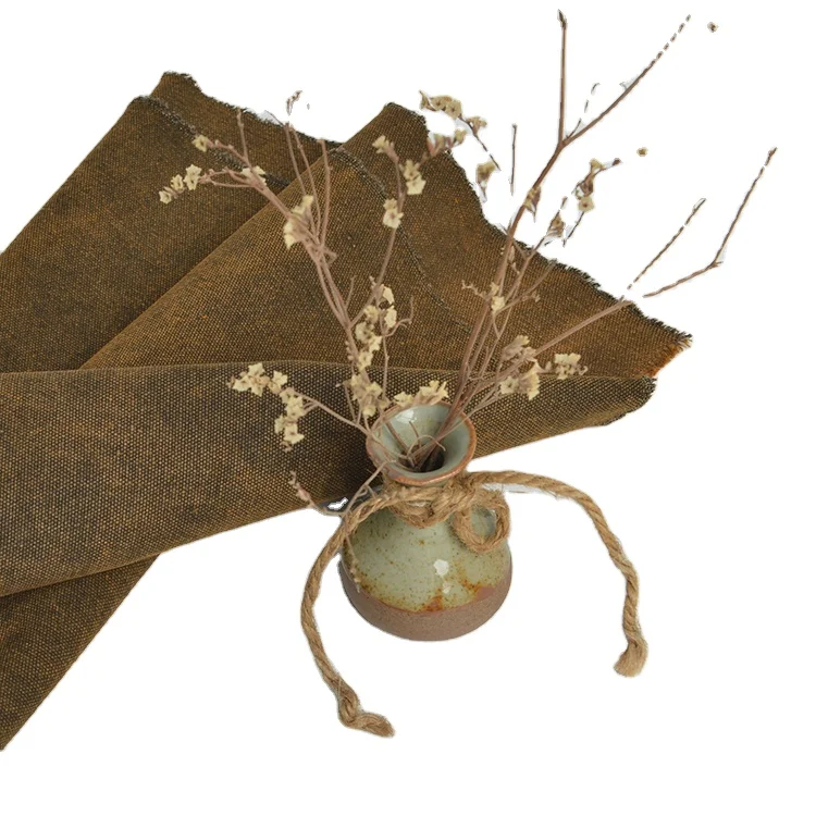 ODM Two color wash polyester cotton rust retro nostalgia 16oz canvas fabric luggage handbag sail fabric carded textile fabric