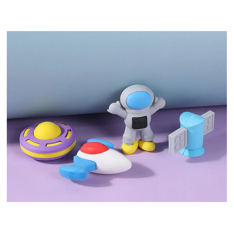 Factory wholesale creative rubber cartoon spaceman eraser tpr cartoon cute rubber toy eraser
