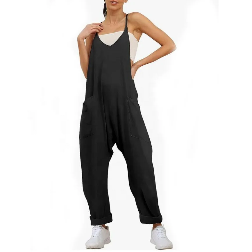 RG-One piece rompers sleeveless loose spaghetti strap baggy overalls cargo women workout jumpsuit