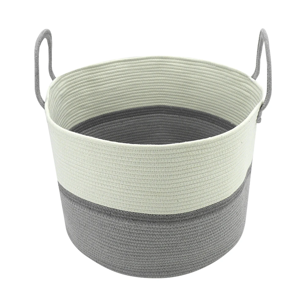 Новая современная плетеная хлопковая корзина премиум-класса с ручками, большая корзина для детской белья, полотенце, подгузников, хранения игрушек для детей