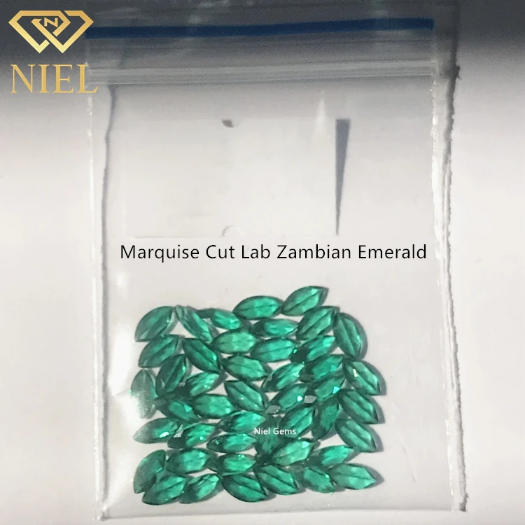 Zambia small gems stone price grown cutting marquise lab created emeralds zambian green emerald gemstone