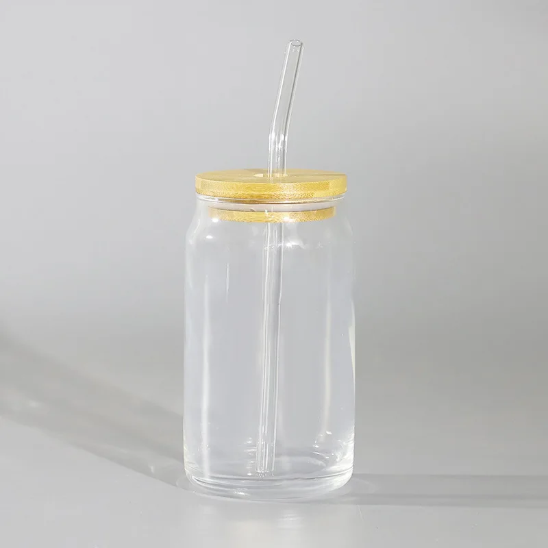 Сублимационная стеклянная банка для напитков 16 унций соломенная чашка холодных креативная термопереносная прозрачная/матовая воды